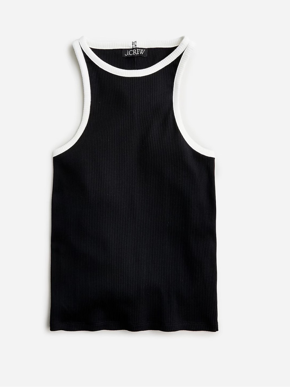 J.Crew Vintage rib high-neck cutaway tank top with contrast trim